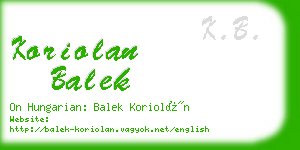koriolan balek business card
